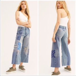 WE THE FREE PEOPLE HEART OF GOLD WIDE CROP JEANS